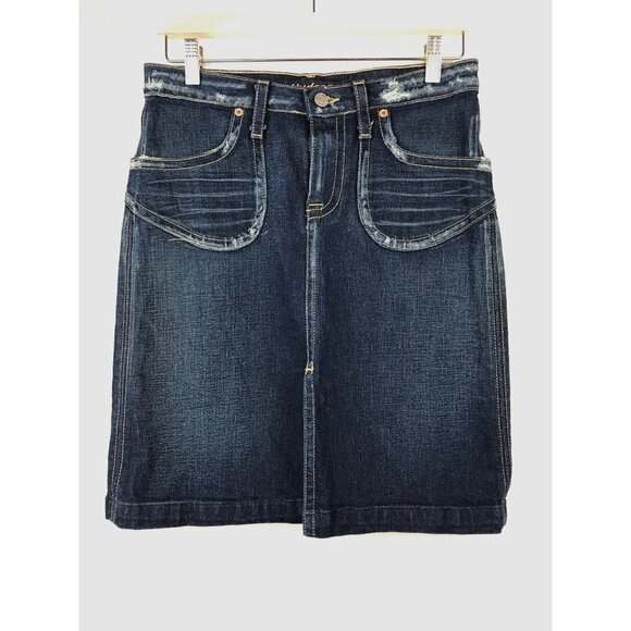 Hudson Dark Wash Distressed Denim Skirt Size 29 - Picture 1 of 8